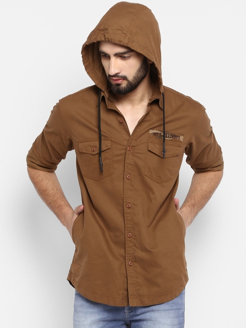 

Mufti Men Brown Slim Fit Solid Casual Shirt