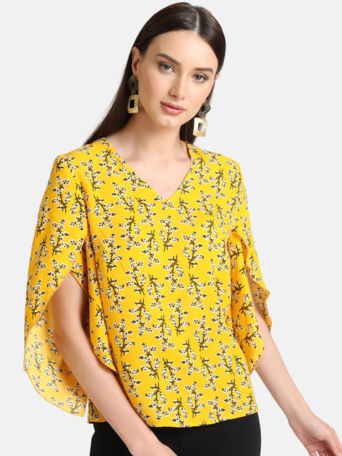 

Kazo Women Yellow & White Floral Print Top