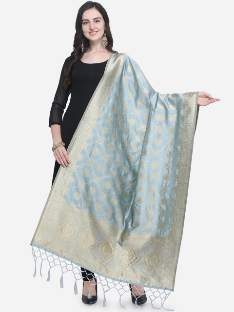 

Satrani Blue Banarasi Jacquard Woven Design Dupatta