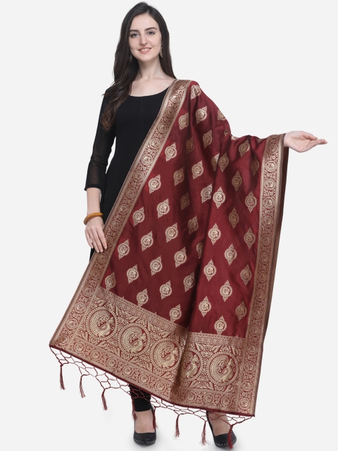 

Satrani Maroon Woven Design Dupatta