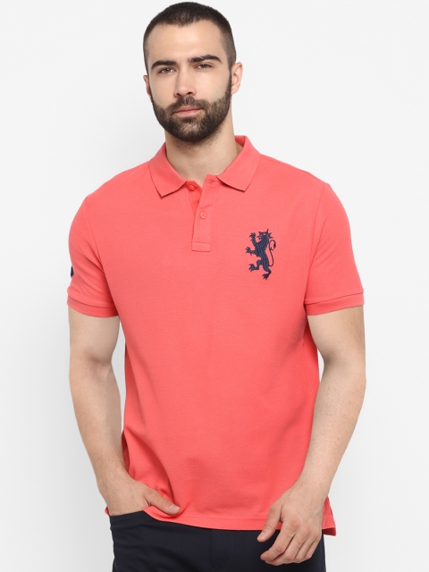 

Red Tape Men Coral Orange Solid Polo Collar T-shirt