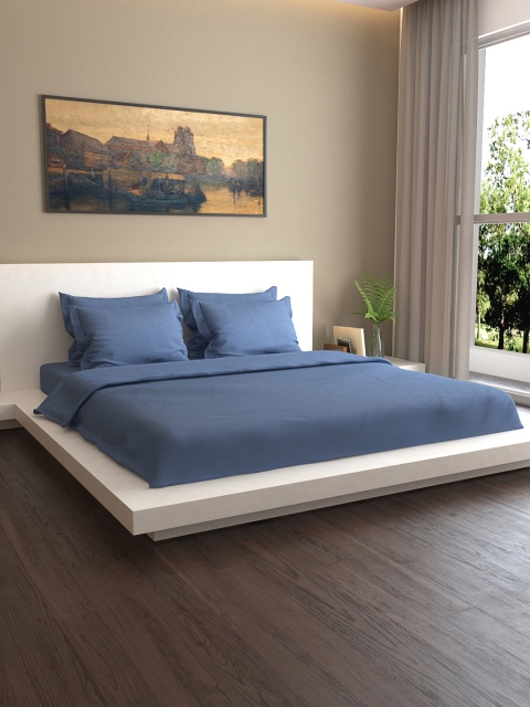 

MARK HOME Blue Solid 400TC Bedding Set With Duvet Cover