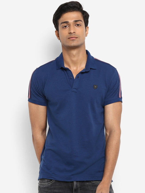 

Mufti Men Blue Solid Polo Collar T-shirt