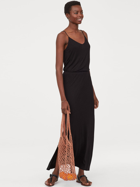 

H&M Women Black V-Neck Jersey Dress