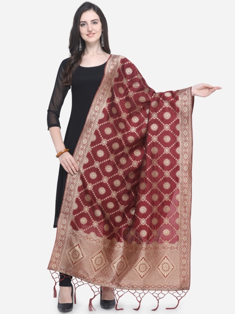 

Satrani Maroon Woven Design Dupatta