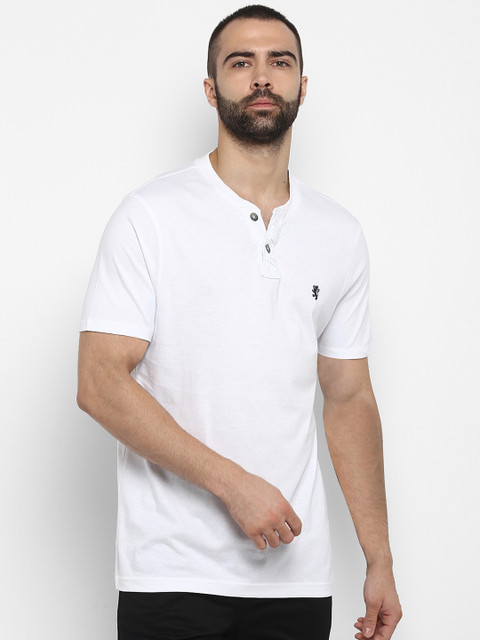 

Red Tape Men White Solid Henley Neck T-shirt