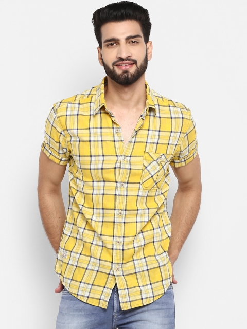 

Mufti Men Yellow Slim Fit Checked Casual Shirt