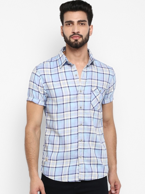 

Mufti Men Blue Slim Fit Checked Casual Shirt