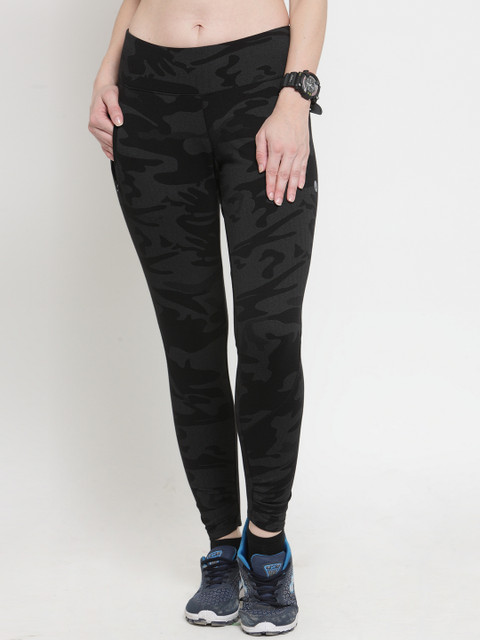 

Bukkum Women Black Camouflage Printed Slim-Fit Tights