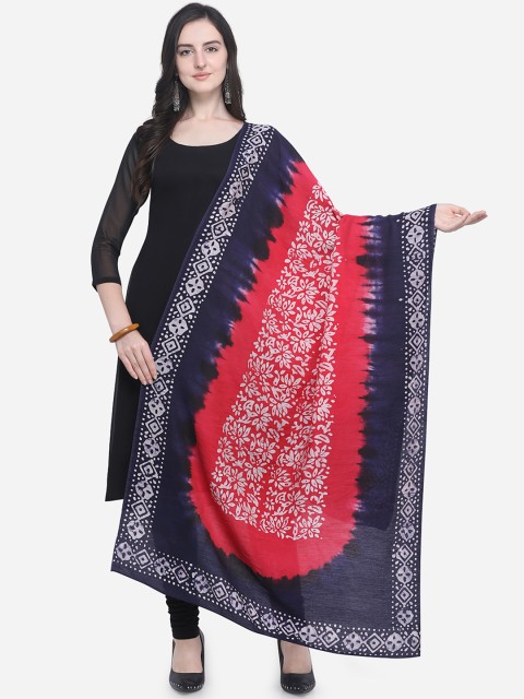 

Satrani Navy Blue Batik Printed Poly Cotton Dupatta