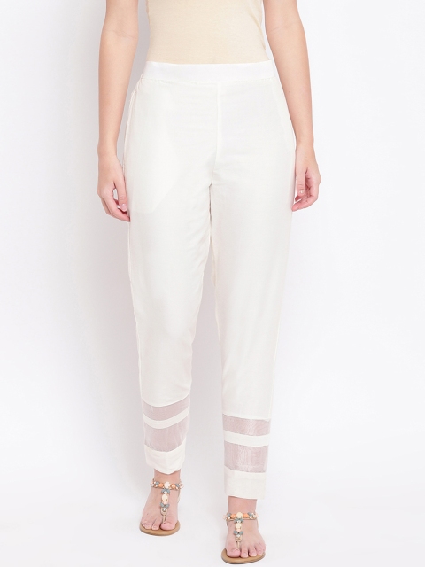 

RIVI Women White Relaxed Fit Solid Regular Trousers