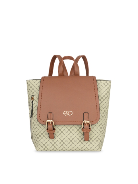 

E2O Women Beige Printed Backpack
