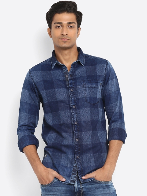 

Mufti Men Blue Slim Fit Checked Casual Shirt