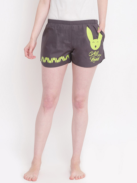 

La Intimo Women Grey Printed Lounge Shorts BOLIF011GY0
