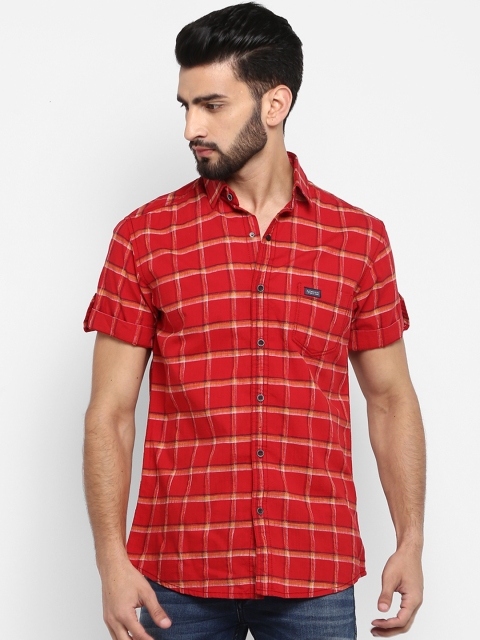 

Mufti Men Red Slim Fit Checked Casual Shirt