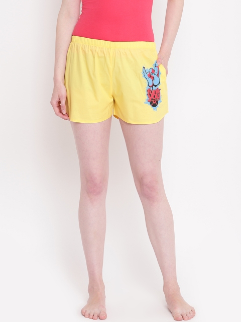 

La Intimo Women Yellow Printed Detail Lounge Shorts BOLIF006YW0