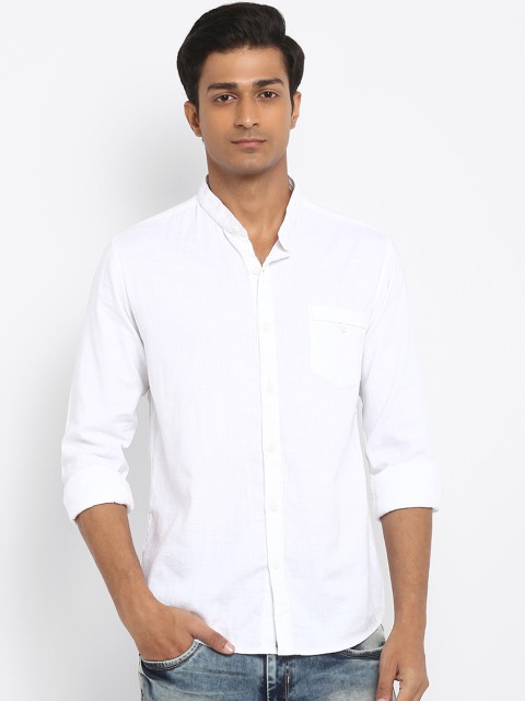 

Mufti Men White Slim Fit Solid Casual Shirt