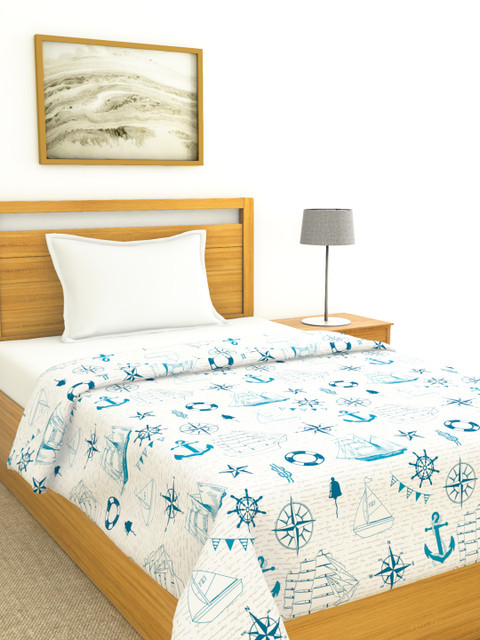 

BIANCA White Abstract AC Room 120 GSM Single Bed Comforter