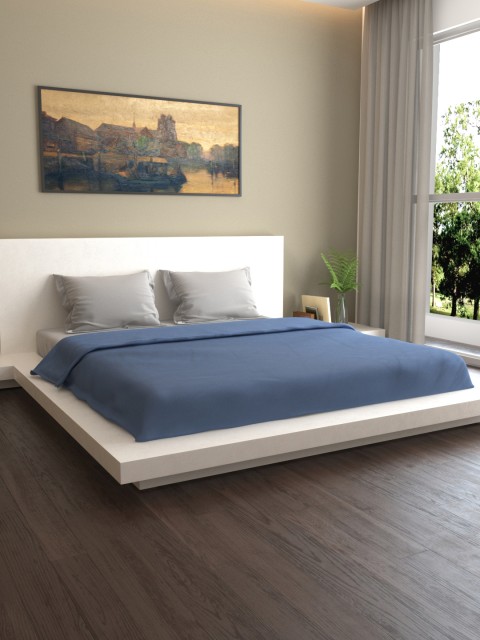 

MARK HOME Blue Solid 400TC Double Bed Duvet Cover