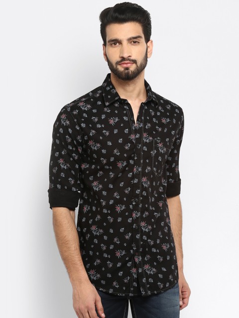 

Mufti Men Black Slim Fit Printed Casual Shirt