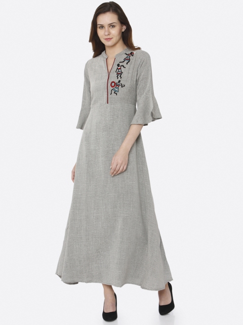 RAISIN Women Grey Quirky Maxi Dress