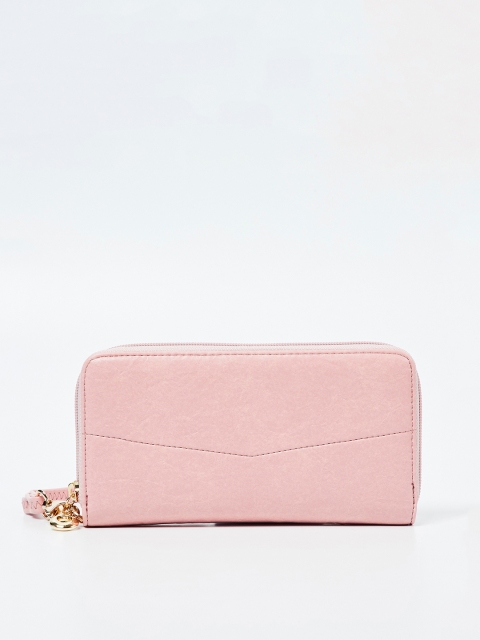 

Ginger by Lifestyle Women Pink Textured Zip Around Wallet