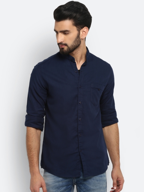 

Mufti Men Navy Blue Slim Fit Solid Casual Shirt