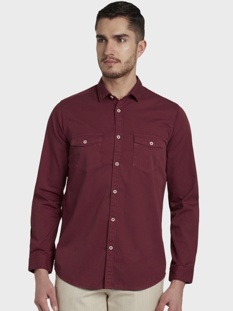 

ColorPlus Men Maroon Regular Fit Solid Casual Shirt