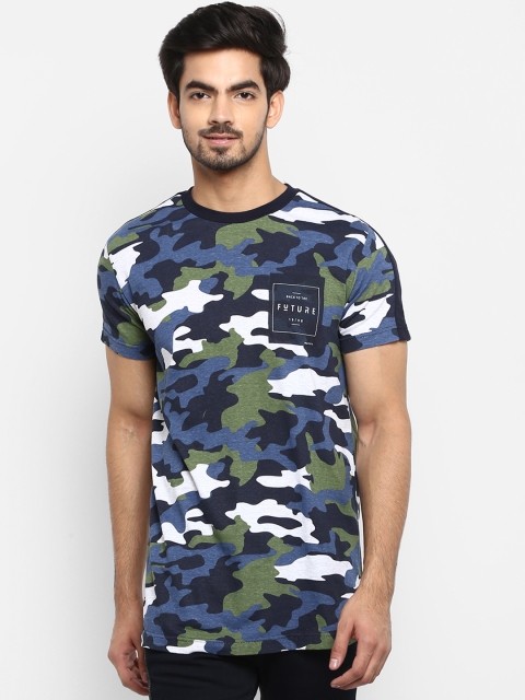 

Mufti Men Navy Blue Printed Round Neck T-shirt