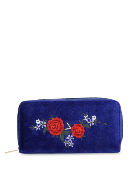 

Satchel Bags Women Navy Blue Solid Zip Around Wallet