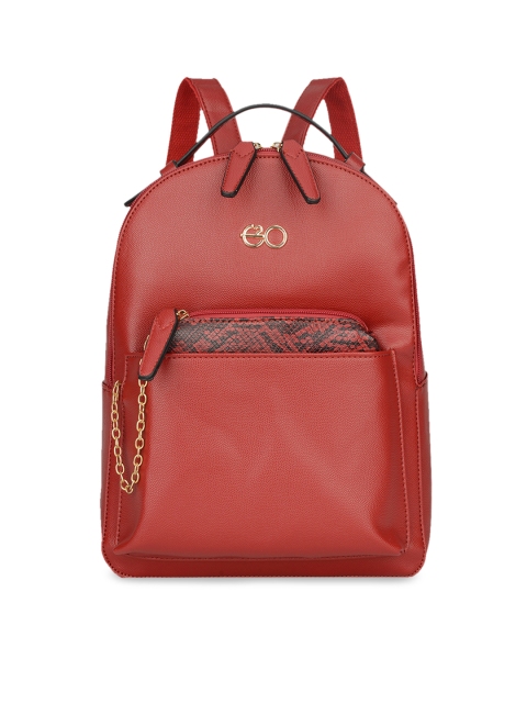 

E2O Women Maroon Solid Backpack