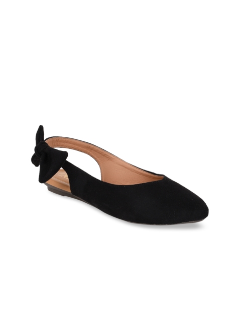 

GNIST Women Black Solid Suede Ballerinas