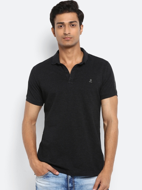 

Mufti Men Black Solid Polo Collar T-shirt