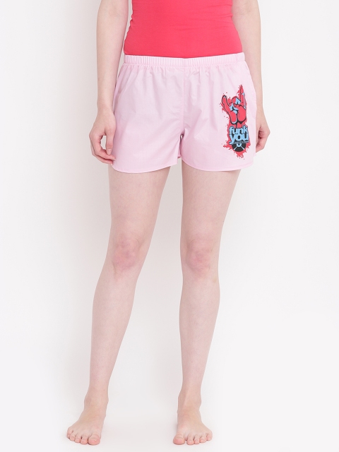 

La Intimo Women Pink Printed Detail Lounge Shorts BOLIF006PK0