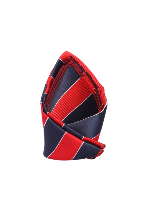 

Tossido Men Red & Blue Striped Pocket Square