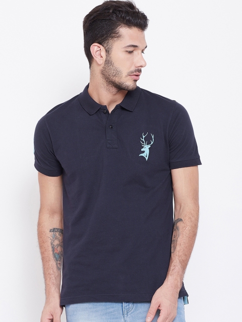 

PORTBLAIR Men Blue Solid Polo Collar T-shirt