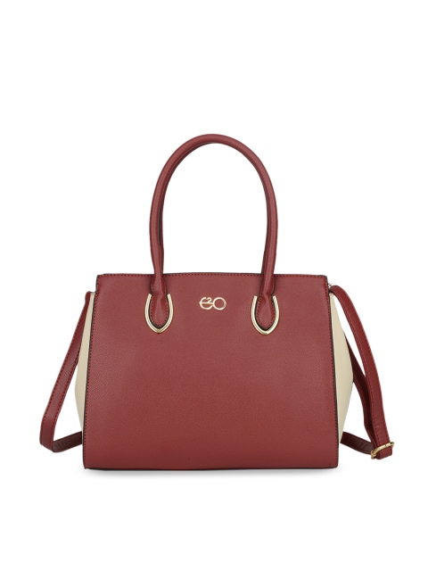 

E2O Women Maroon & Beige Colourblocked Shoulder Bag