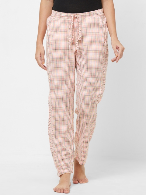

Mystere Paris Women Orange & White Checked Lounge Pants G391E