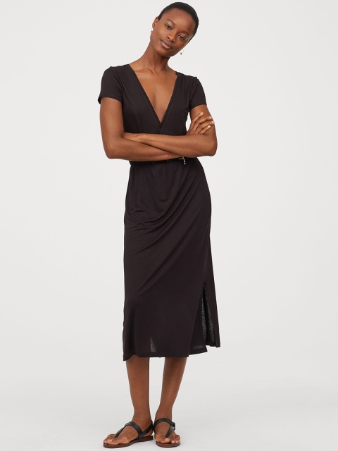 

H&M Women Black Solid V-Back Dress
