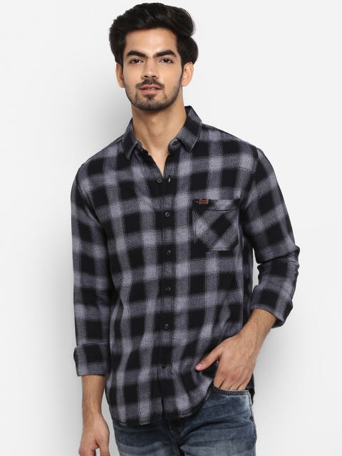 

Mufti Men Black Slim Fit Checked Casual Shirt