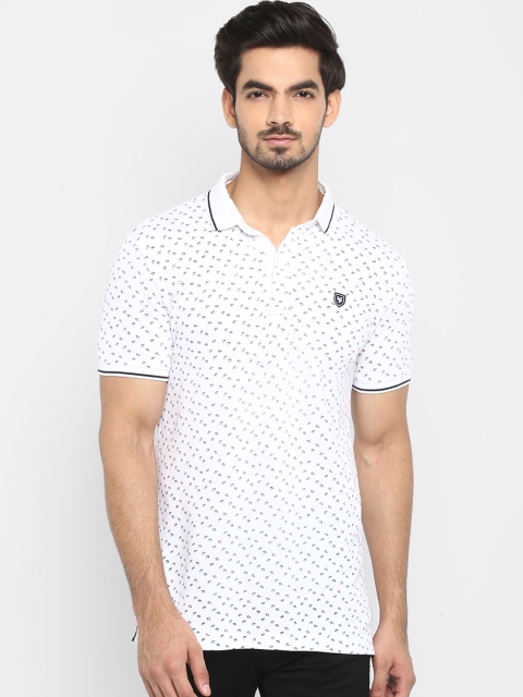 

Mufti Men White Printed Polo Collar T-shirt