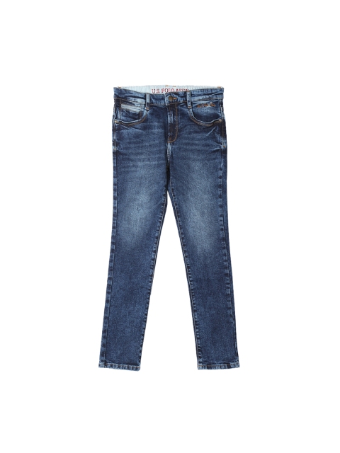 

U.S. Polo Assn. Kids Boys Blue Skinny Fit Mid-Rise Clean Look Stretchable Jeans