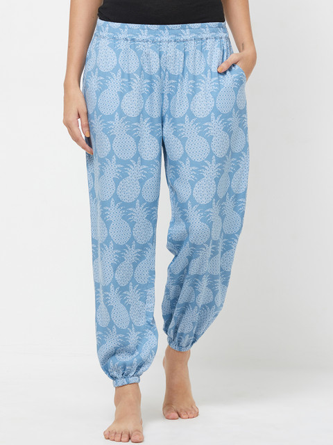 

Mystere Paris Women Blue Printed Lounge Pants G392B