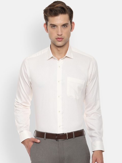 

Van Heusen Men Cream-Coloured Regular Fit Self Design Formal Shirt