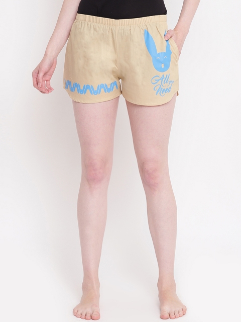 

La Intimo Women Beige Printed Lounge Shorts BOLIF011FN0
