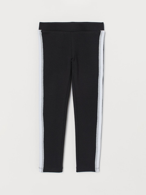 

H&M Girls Black Solid Sturdy Jersey Leggings