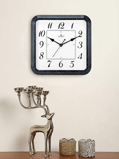 

Horo White Hand-Painted Square Solid Analogue Wall Clock (30.48 cm x 30.48 cm)