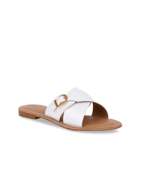 

GNIST Women White Solid Open Toe Flats