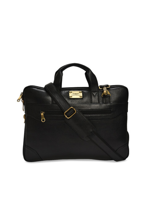 

CHRISTOPOLO Unisex Black Textured Laptop Bag