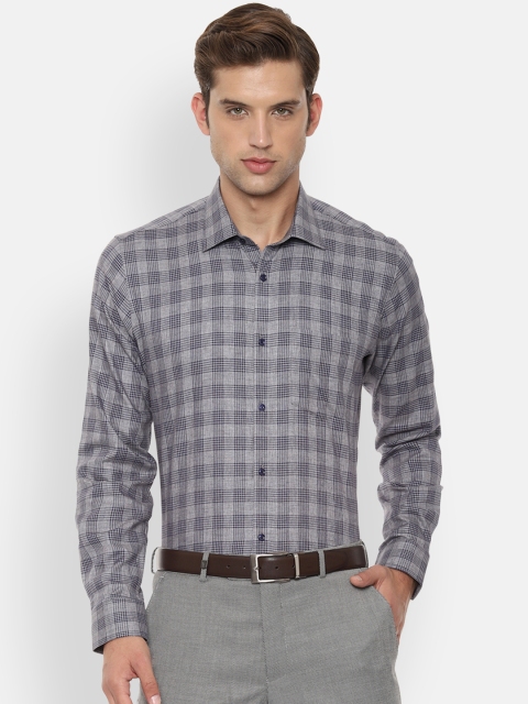 

Van Heusen Men Grey & Black Slim Fit Checked Formal Shirt